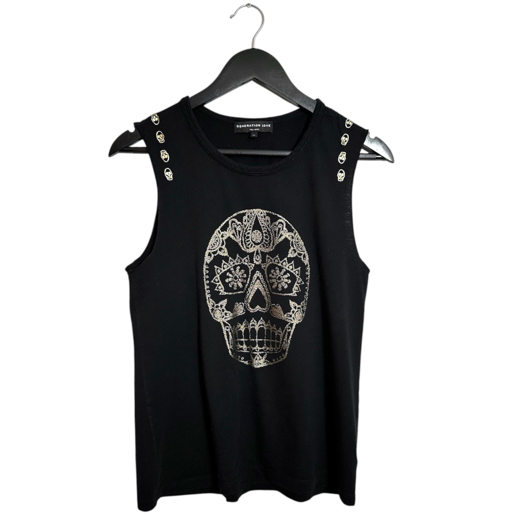 Generation Love Black Skull Tank 100% Pima Cotton Edgy Graphic Size Medium